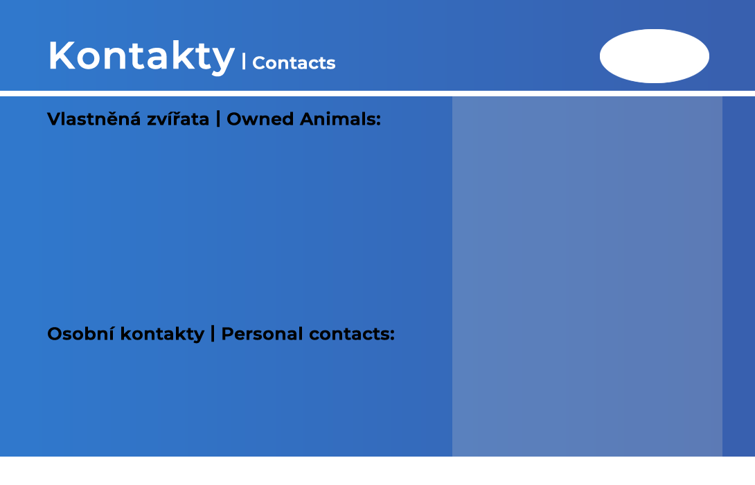 Zadní strana karty majitele